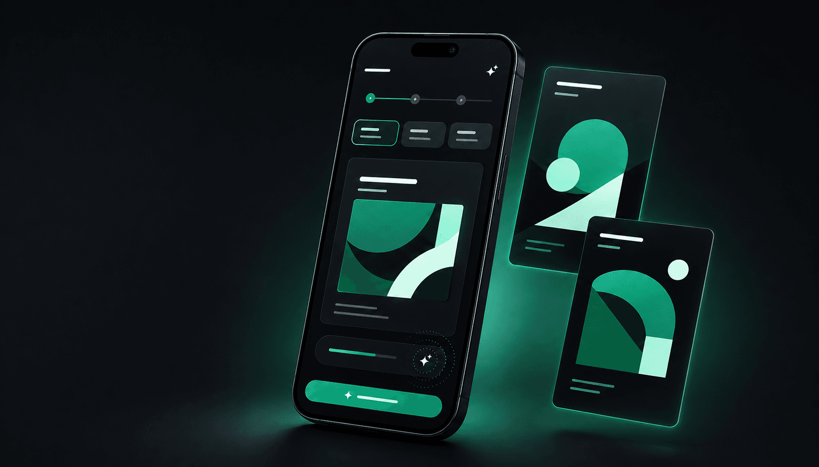 A modern phone interface creating greeting card messages and images with AI